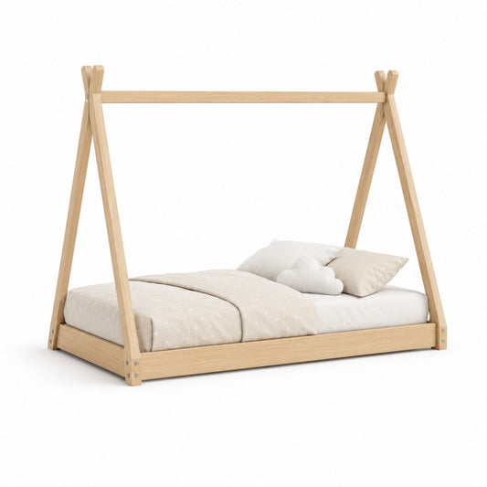 Lit cabane enfant cadre de lit en pin massif naturel 90 x 190 cm