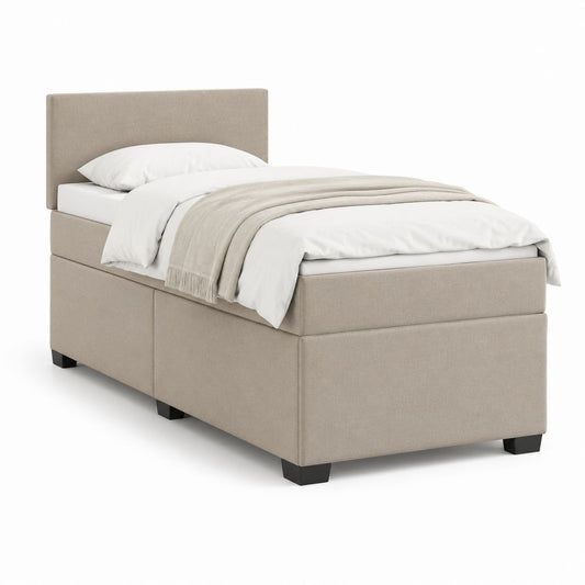 Lit coffre une place beige en polyester rectangulaire 90 x 200 cm